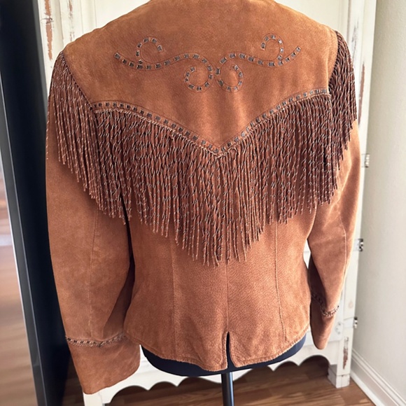 CRIPPLE CREEK Suede Fringe Jacket / Size 14 - Picture 8 of 9